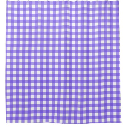 Periwinkle und weißer Gingham Duschvorhang (Vorderseite)