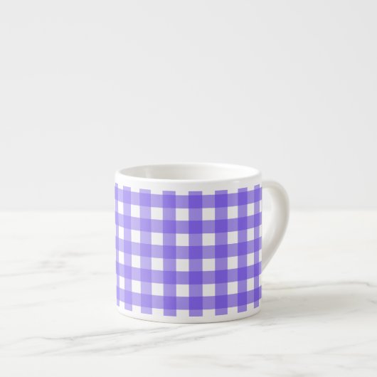 Periwinkle und weißer Gingham Espressotasse (Vorderseite Rechts)