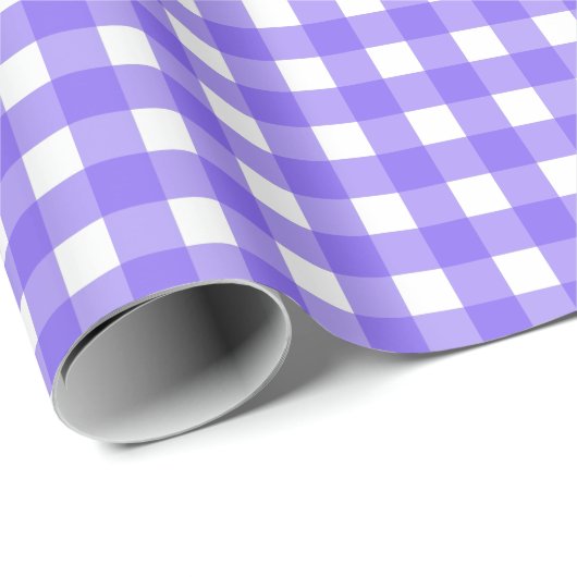 Periwinkle und weißer Gingham Geschenkpapier (Rolleneckpunkt)
