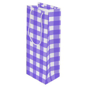 Periwinkle und weißer Gingham Geschenktüte Für Weinflaschen