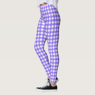 Periwinkle und weißer Gingham Leggings