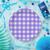 Periwinkle und weißer Gingham Pappteller (Party)