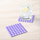 Periwinkle und weißer Gingham Rechteckiger Pappuntersetzer (Vor Ort)