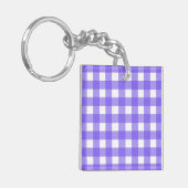 Periwinkle und weißer Gingham Schlüsselanhänger (Vorderseite links)