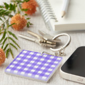 Periwinkle und weißer Gingham Schlüsselanhänger (Vorderseite rechts)