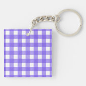 Periwinkle und weißer Gingham Schlüsselanhänger (Rückseite)