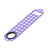 Periwinkle und weißer Gingham Speed Flaschenöffner (Vorderseite Schrägansicht)