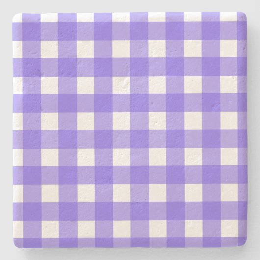 Periwinkle und weißer Gingham Steinuntersetzer (Vorderseite)