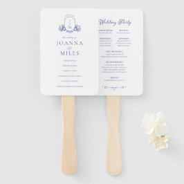 Periwinkle Vintag Monogram Programm Handfan Fächer
