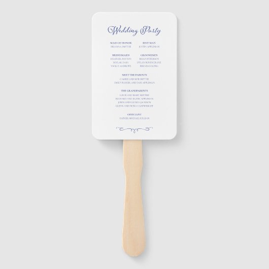 Periwinkle Vintag Monogram Programm Handfan Fächer (Rückseite)