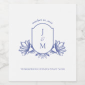 Periwinkle Vintages Monogram Wappen Weinetikett (Einzelnes Label)