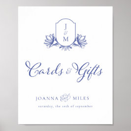 Periwinkle Vintages Wappen Karten und Geschenke Un Poster