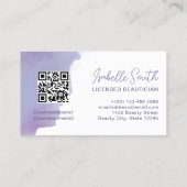 Periwinkle Wasserfarbe Eleganter Circle QR Code Visitenkarte (Rückseite)