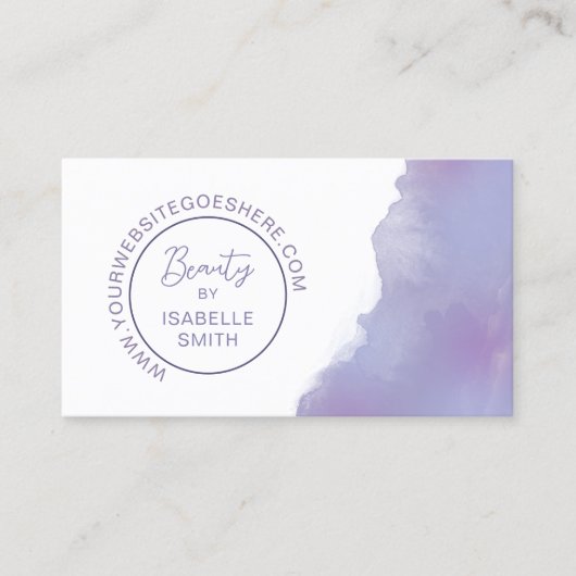 Periwinkle Wasserfarbe Eleganter Circle QR Code Visitenkarte (Vorderseite)