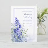 Periwinkle Watercolor Botanical Muscari Frame Einladung (Stehend Vorderseite)
