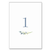 Periwinkle Watercolor Floral Steppkarte Tischnummer (Rückseite)