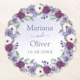 Periwinkle Watercolor Floral Wedding Untersetzer