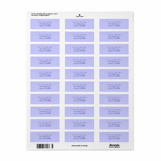 Periwinkle Wedding Address Labels (Vorne)
