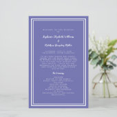 Periwinkle Wedding Script Budget Zeremonie Program (Stehend Vorderseite)