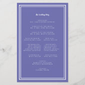 Periwinkle Wedding Script Budget Zeremonie Program (Rückseite)