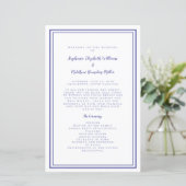 Periwinkle Wedding Script Modern Zeremony Program (Stehend Vorderseite)