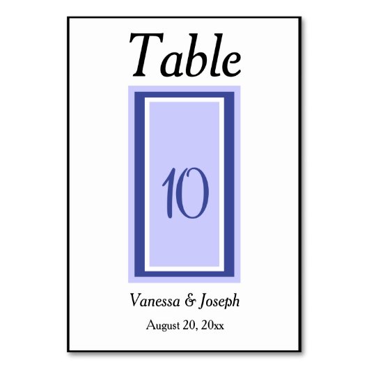 Periwinkle Wedding Table No. Tischnummer (Vorderseite)