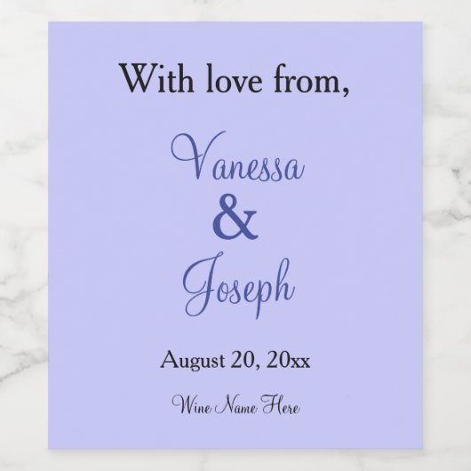 Periwinkle Wedding Vielen Dank Weinetikett (Einzelnes Label)