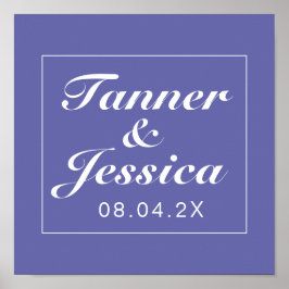 Periwinkle & White Minimalistische Hochzeitssignat Poster
