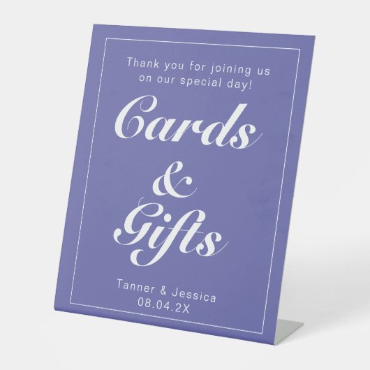 Periwinkle & White Modern Minimalistischer Geschen Sockelschild (Vorderseite)