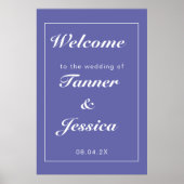 Periwinkle & White Modern Wedding Willkommen Poster (Vorne)