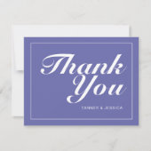 Periwinkle & White Moderne Minimalistische Hochzei Dankeskarte (Vorderseite)