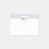Periwinkle White Zickzack Gemustert Mit Monogramm Post-it Klebezettel (Vorderseite)