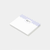 Periwinkle White Zickzack Gemustert Mit Monogramm Post-it Klebezettel (angewinkelt)