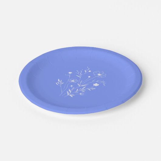 Periwinkle Wildblume Brautparty Pappteller (Schrägansicht)