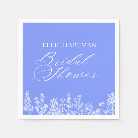 Periwinkle Wildblume Brautparty Serviette (Vorderseite)