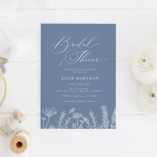 Periwinkle Wildblume Bridal Dusche Einladung