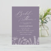 Periwinkle Wildblume Bridal Dusche Einladung (Stehend Vorderseite)
