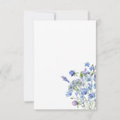 Periwinkle Wildblume Hochzeit Blumenkost Optionen RSVP Karte (Rückseite)