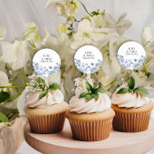 Periwinkle Wildblume Hochzeit Braut und Gräuelname Runder Aufkleber