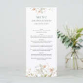 Periwinkle Wildblume Hochzeitmenü Menükarte (Stehend Vorderseite)