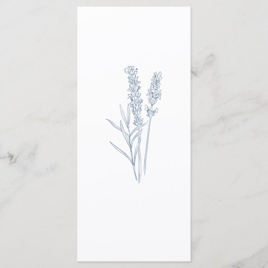 Periwinkle Wildblume Hochzeitmenü Menükarte (Rückseite)