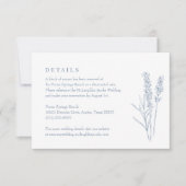 Periwinkle-Wildblume Hochzeitsdetails RSVP Karte (Vorderseite)