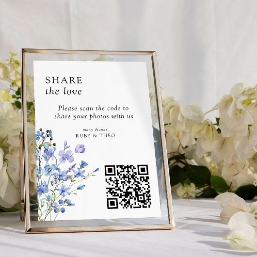 Periwinkle Wildblume QR Code Foto Sharing Card Einladung
