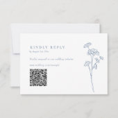 Periwinkle Wildblume QR Code Wedding RSVP Karte (Vorderseite)