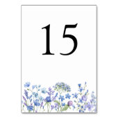 Periwinkle Wildblume Wedding Floral Tischnummer (Rückseite)