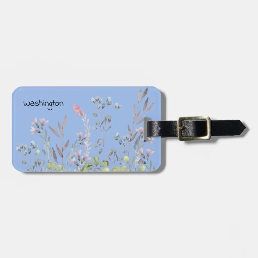Periwinkle Wildblumen Personalisiert Gepäckanhänger (Vorderseite horizontal)