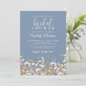 Periwinkle Wildflower Bridal Shower Einladung (Stehend Vorderseite)