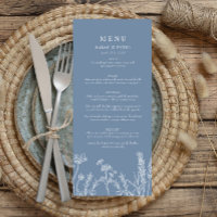 Periwinkle Wildflower Wedding Flat Menu