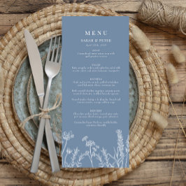 Periwinkle Wildflower Wedding Flat Menu Menükarte