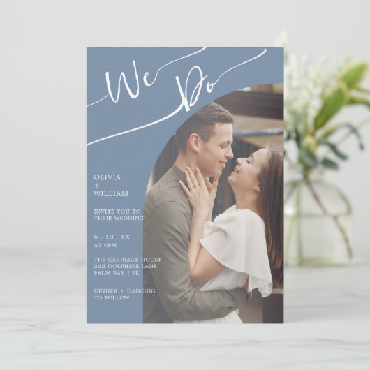 Periwinkle Wir machen Einladung zum Hochzeitsessen (Stehend Vorderseite)